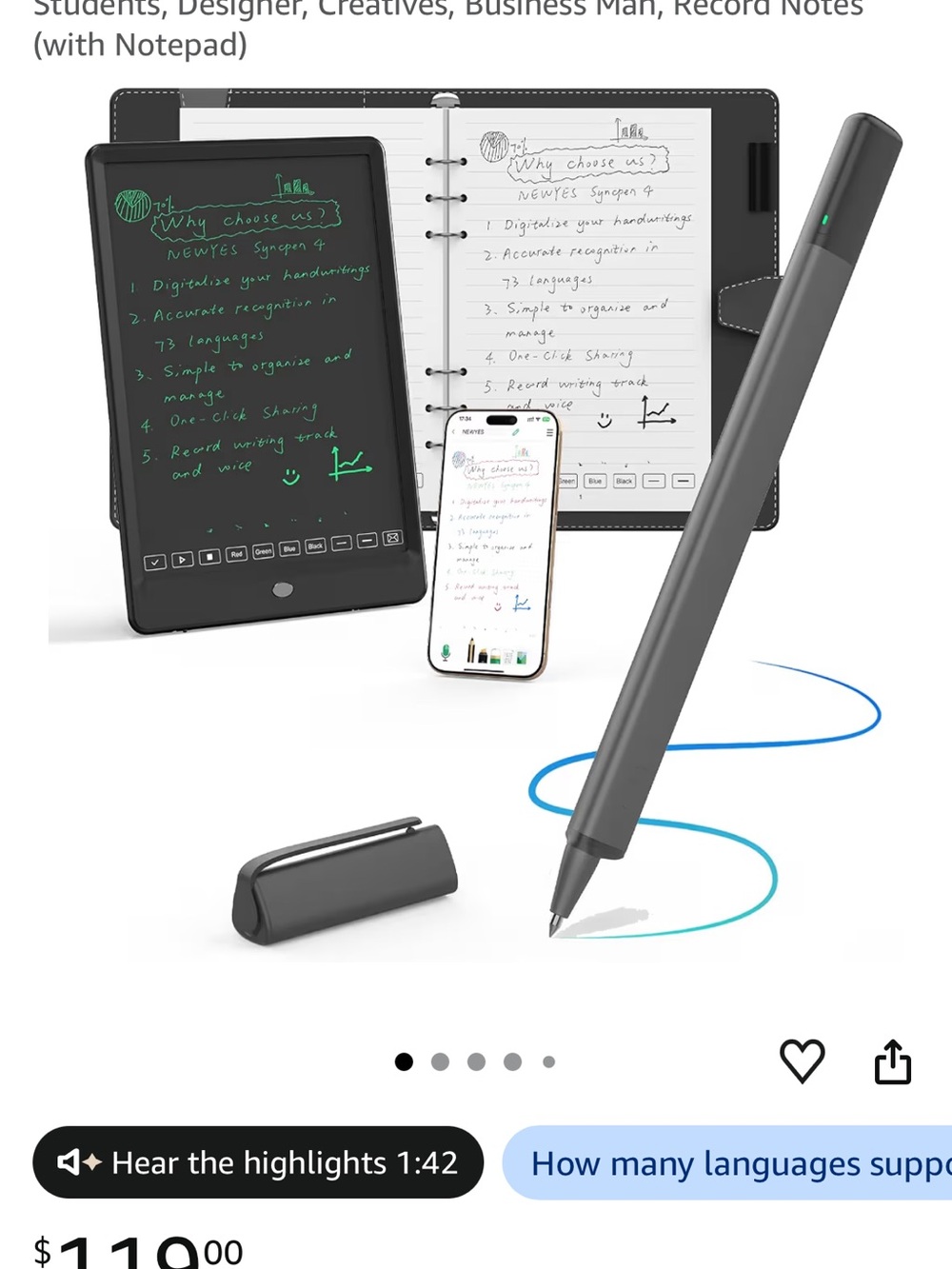 Sync Pen 4 witb digital notepad